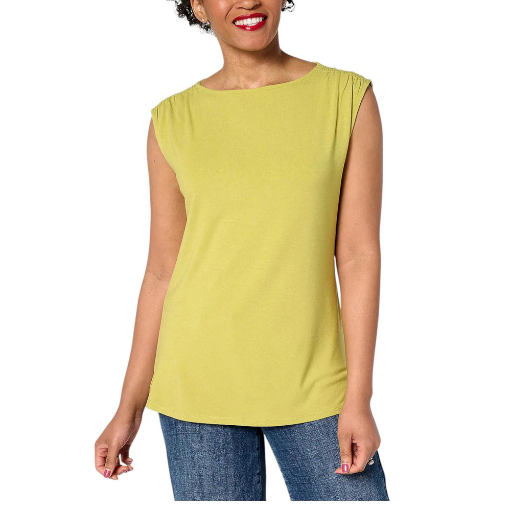 BEAUTIFUL by Lawrence Zarian Women's Refined Knit Shoulder Tank Moss - Regular